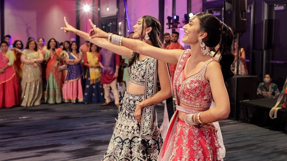 Sangeet dance performance at an Indian wedding
